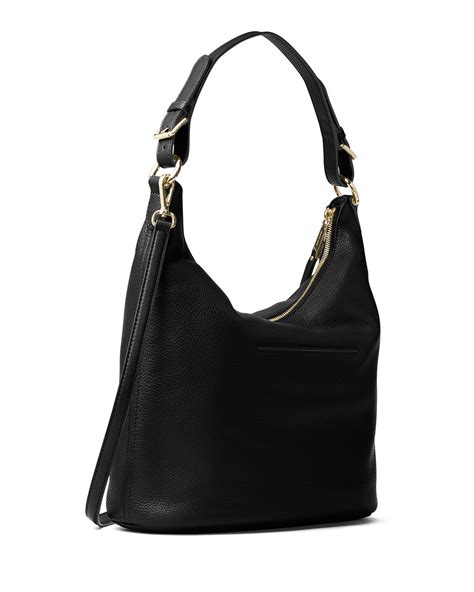 michael kors lupita black medium hobo crossbody bag|Michael Kors black crossbody bag.